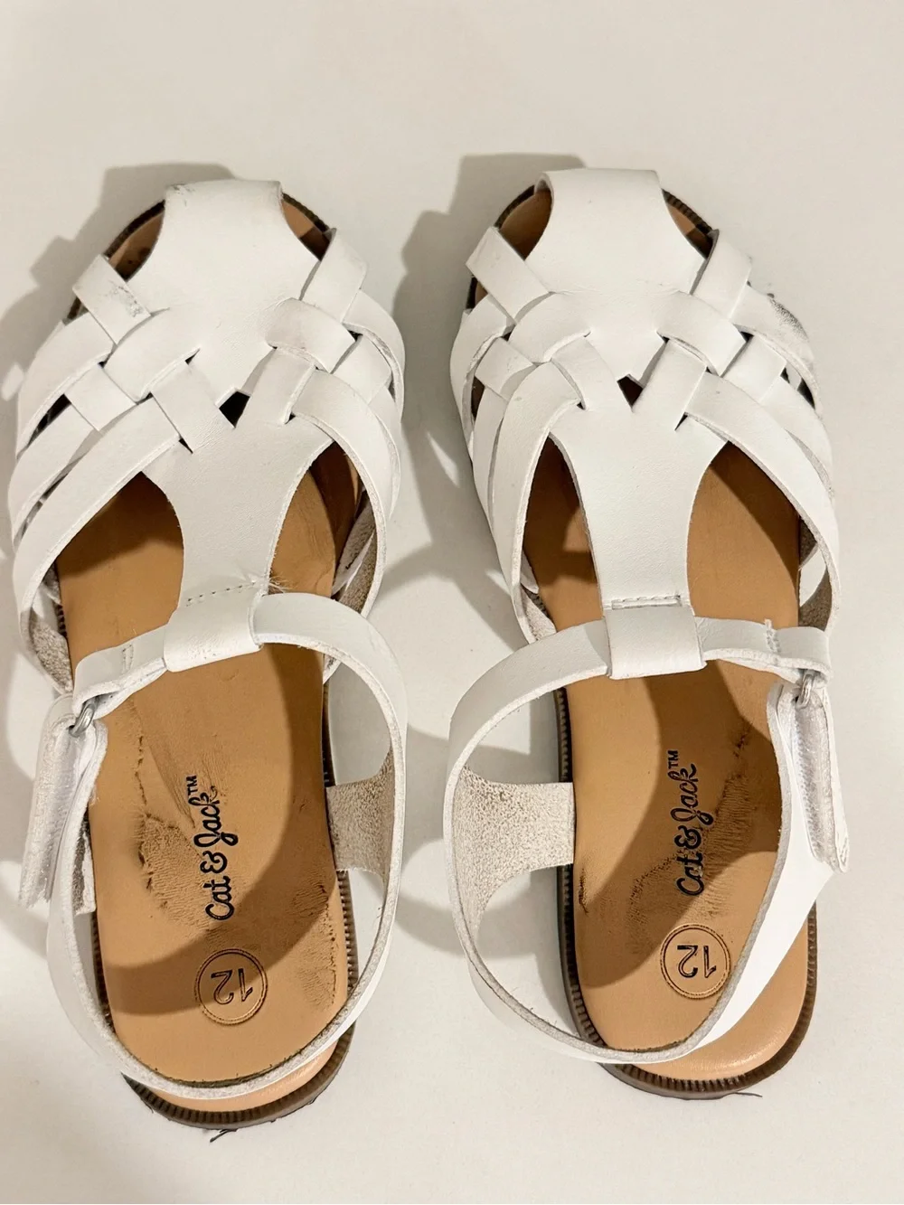 Cat & Jack White Woven T-Strap Kids Sandals